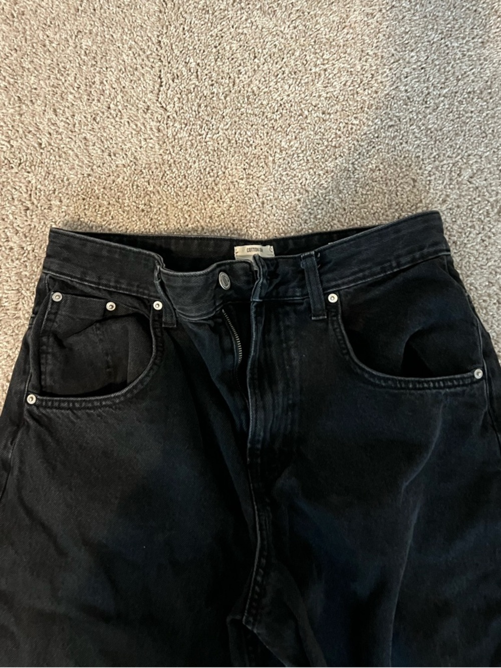 ⚫️COTTON ON: Men’s size 32, black Y2K super wide style denim jeans, preowned⚫️ - Picture 7 of 14